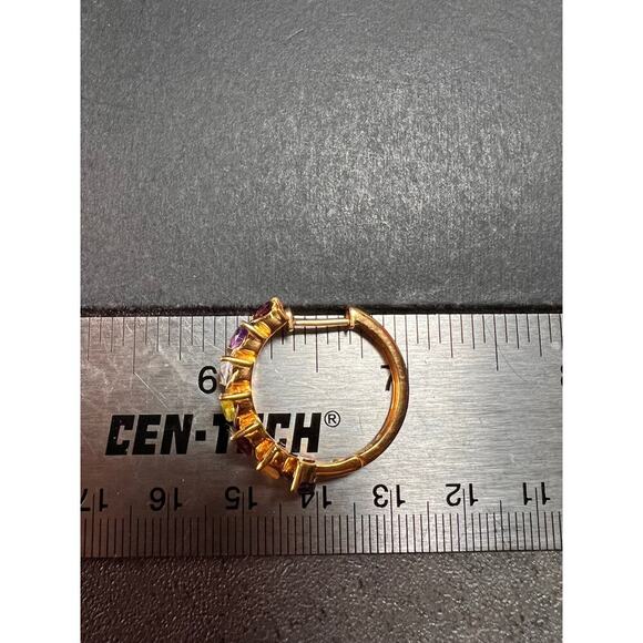 NEW multi gemstone hoop earrings in vermeil gold over sterling silver - Picture 6 of 15